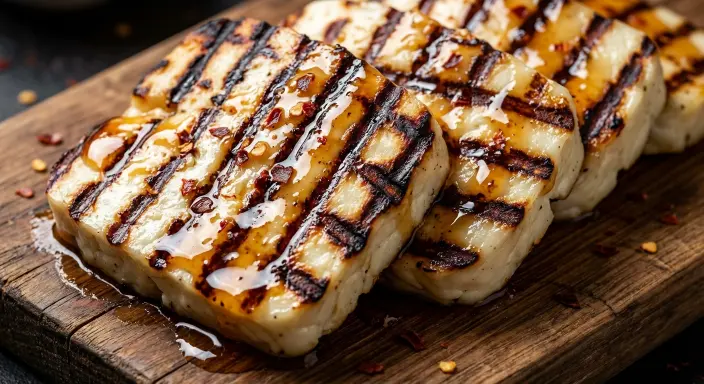 Honey and ginger halloumi